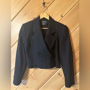 J. Peterman, Made in USA, Wool, cropped double breasted jacket.